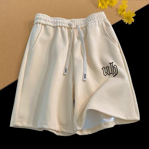 ChłOpięCe Spodenki Sportowe Casualowe Letnie LuźNe Spodnie Do Biegania Sznurek PięCiopunktowe Spodnie One Size Beige-image