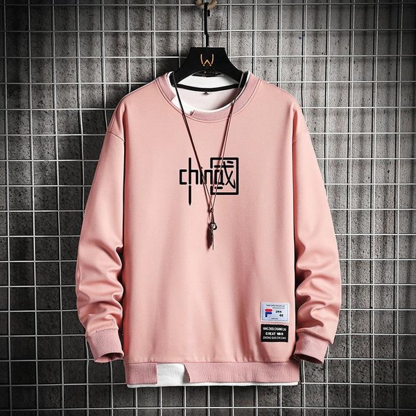 SuéTer De Tendencia De Primavera Para Hombre, SuéTer Nuevo De OtoñO, Jersey Guochao, Cuello Redondo, Camisa Informal De Manga Larga Para Uso Diario 4XL Color Rosa-image