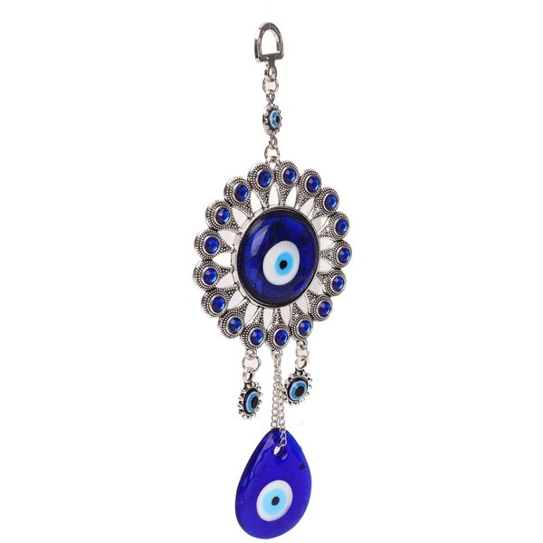Adorno Colgante Ojo Azul Exquisita DecoracióN De Pared Ojo Azul Hecha A Mano Amuleto Regalos Para Hogar Coche Oficina White-image