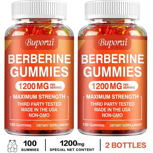 Gomitas De Berberiina Buporai, 1200 Mg, Con Canela De CeiláN Y Citrato De Magnesio, Soporte InmunolóGico, Para Adultos 100*2-image