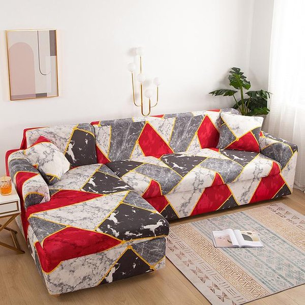 Drukowane Pokrowce Na Sofy W KształCie Litery L Na Sofę Do Salonu Ochraniacze Przeciwkurzowe Elastyczne RozciąGliwe Pokrowce Na NarożNy Narzuta Na Sofę S (90-140Cm) 1PC-image