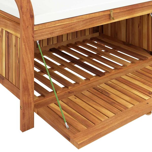 Banco De Almacenamiento Para JardíN Con CojíN 91 Cm Madera De Acacia Maciza-image