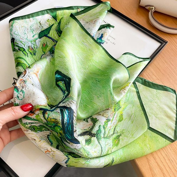 100% Prawdziwy Jedwabny Szalik Damski Kwadratowy Krawat Nadgarstkowe Szale Chusty Dla Pań Szale Foulard Pashmina Kobieta HidżAb Bandana Bufanda Real Silk 53X53Cm-image