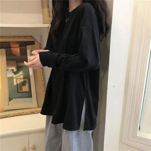 Camiseta Interior Blanca Para Mujer OtoñO E Invierno Holgada Talla Grande Mediana Y Larga Terciopelo AlemáN Engrosada Manga Larga Camiseta Top Estilo Extranjero XXL Negro-image