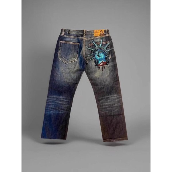 Dripx Y2K Lata 2000 Statua WolnośCi Diamenty DżInsy Casualowe Wysoki Stan Proste Szerokie Nogawki Jeansy Harajuku Vintage Spodnie S-image