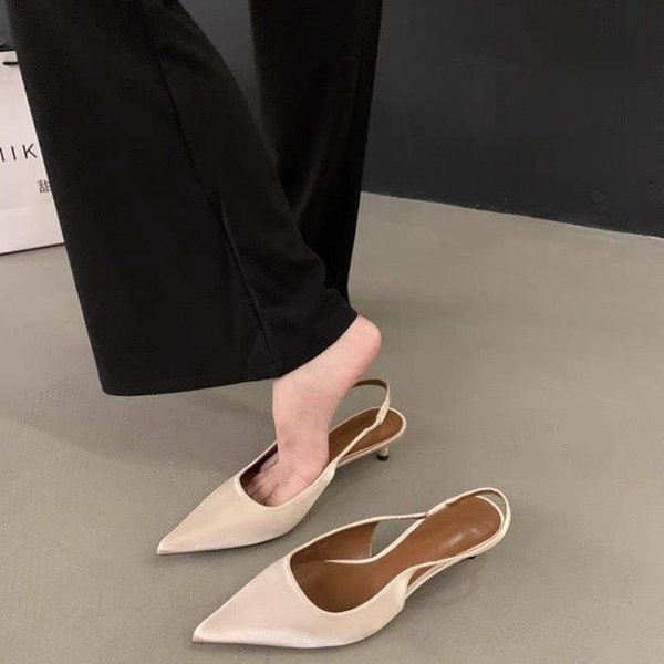 Zapatos De Mujer, Zapatos De TacóN Alto Con Tiras Cruzadas, Zapatos De Vestir Concisos, Zapatos De Punta Estrecha Para Mujer, Tacones Bajos Y Finos, Sandalias Sin Cordones De Talla Grande 39 Albaricoque-image
