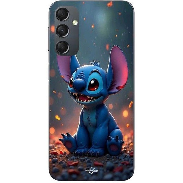 Etui Na Telefon - Maniacase - Samsung Galaxy A14 - Silikon Tpu - Czarne - Uroczy Stitch 3D Czarny-image