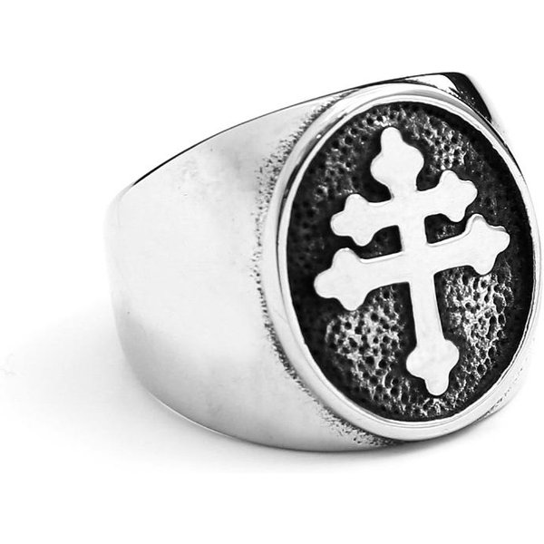 Anillo Signet CláSico Cruz De Lorena Para Hombre Oro/ Color Acero Inoxidable Anillo Cruz Ortodoxa Masculino JoyeríA Punk Biker 10-image