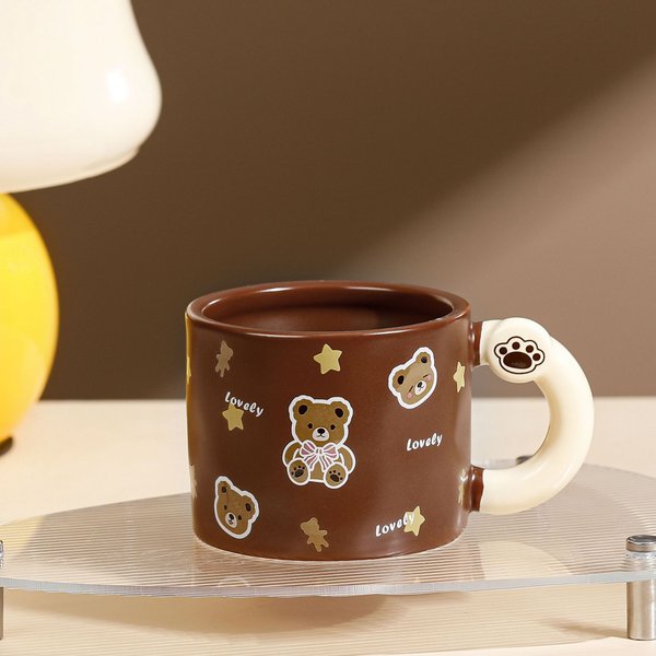 Uroczy Uroczy NiedźWiedź Pojedynczy Kubek KreskóWkowa Dziewczyna Kubek Ceramiczny Wysoko WygląDająCy Dom ŻAroodporny Kubek MałY Prezent Kubek Do Wody 360ML-image