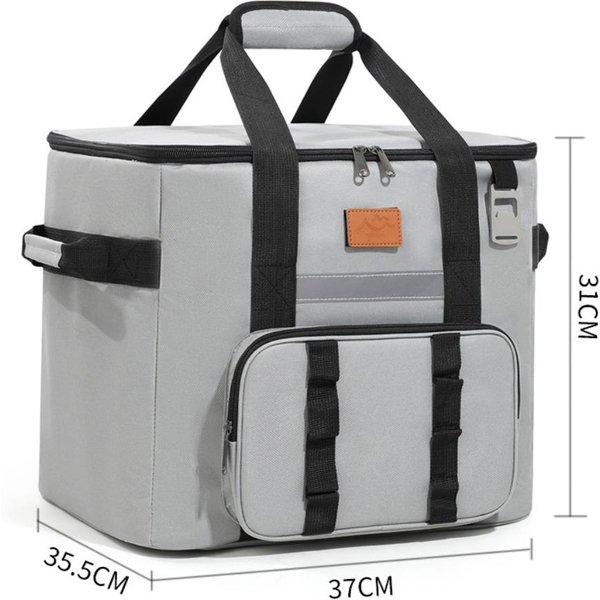 Bolsa Nevera Aislante De 40L Gran Capacidad Bolsa De Picnic Bolsa TéRmica Para Llevar Comida Para Camping Playa Gris-image