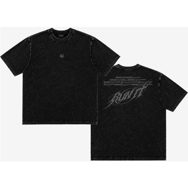 Kpop SKZ Stray Kids Run It Trasa ŚWiatowa 2026 Spierana Koszulka Unisex Unisex Unisex BawełNa Ubrania Y2K Moda OkrąGłY Dekolt T-Shirt Streetwear L-image