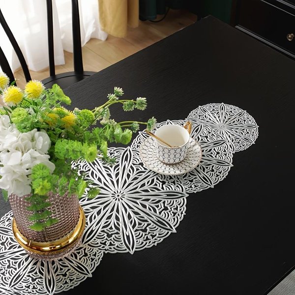 1 Mantel Individual De Pvc, Camino De Mesa, Mantel Individual Largo, Aislante TéRmico, Mantel Individual Decorativo, Para Mesa De Centro, DecoracióN De Cenas.-image