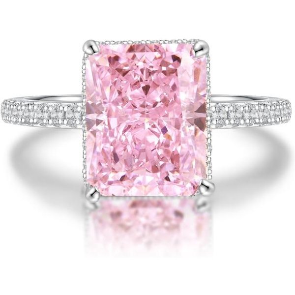Anillo De Compromiso Boda Piedra Natal Gema Creada Radiante Plata De Ley 925 100% Alta JoyeríA 10-image