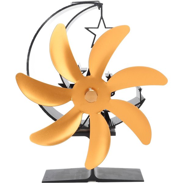 Ventilador De Estufa Alimentado Por Calor Modelo Moon De 7 Aspas Funcionamiento Silencioso CirculacióN De Aire Caliente Altamente Eficiente Plata-image