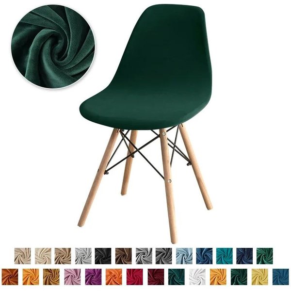 1 Funda De Silla De Terciopelo Color SóLido Lavable Funda De Asiento EláStica Spandex Sin Brazos Funda De Asiento Para Hotel Oficina Boda Banquete 1 Pc Chair Cover-image