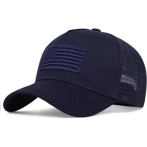 Gorras De BéIsbol De Malla Unisex Con Bordado De Bandera Americana Para Primavera Y Verano, Al Aire Libre, Ajustables, Gorras Casuales, Sombrero Protector Solar, Gorra Deportiva-image