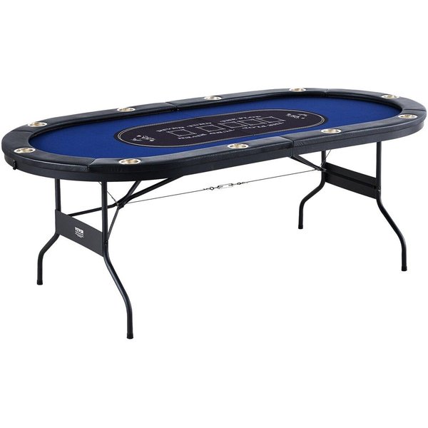 Mesa De PóKer Plegable Para 10 Jugadores, Mesa De PóKer Texas Hold'em Blackjack Con Reposabrazos Acolchados Y Portavasos De Acero Inoxidable, Tablero De Juego De Cartas Plegable PortáTil-image