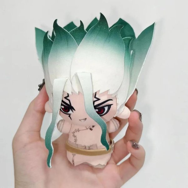Dr. Stone Anime Senku Ishigami 10Cm MuñEco De Peluche Kawaii Juguete Relleno Peluche Suave Llavero Colgante Lindo Coleccionable Regalo Para Fans 10Cm-image