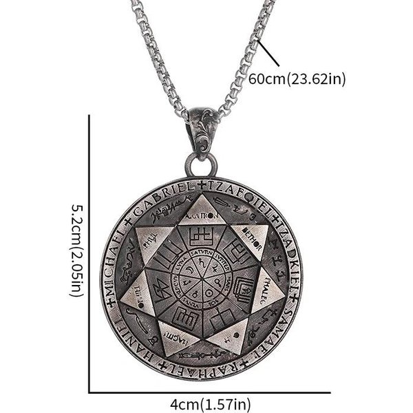Wisiorek Pieczęć 7 ArchaniołóW Talizman Salomona Stal Nierdzewna Naszyjnik Mistyczny Amulet BiżUteria Dla MężCzyzn Kobiet Hip Hop Rock BiżUteria-image