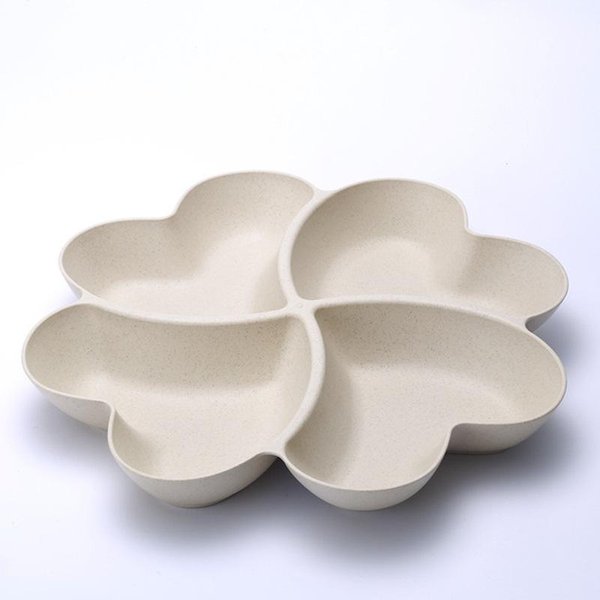 Plato De Frutas En Forma De CorazóN, Caja De Almacenamiento De Platos Creativos, Platos De Aperitivos De Frutas Secas, Contenedor De Plato De Postre De Caramelo Dividido 10.5 Inches Beige-image