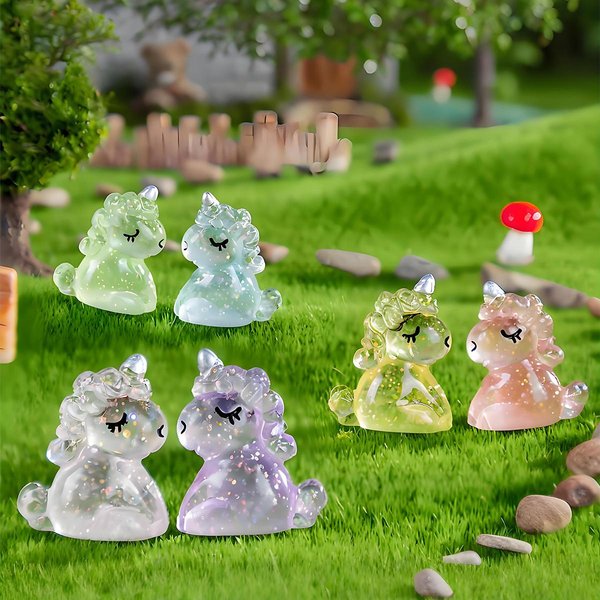10 / 20 Szt. Urocze Mini ŻYwiczne Figurki JednorożCóW Miniaturowe Brokatowe JednorożCe MałE ZwierząTka Figurki Ozdoba Idealne Do DIY Bajkowego OgróDka Green-image