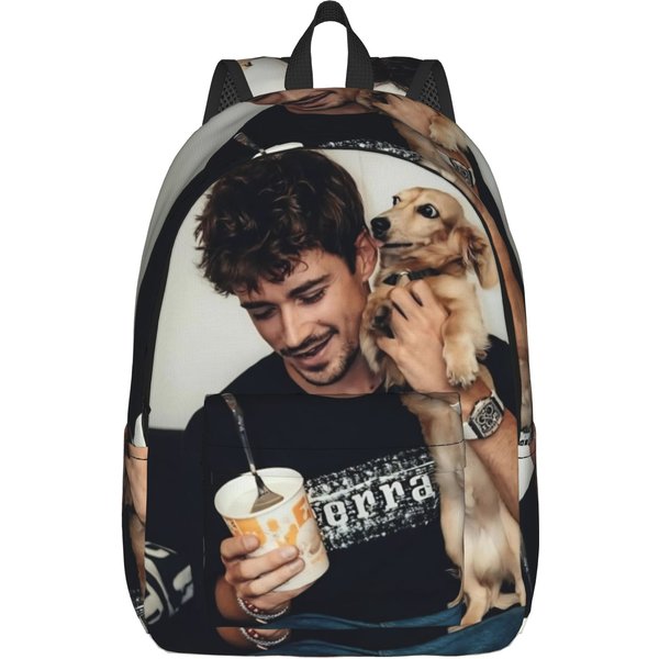 Mochila De Moda C-Charles Leclerc Con Bolsillo Para Estudiante Senderismo Viajes Mochila Diaria Para Hombres Mujeres Ordenador PortáTil Bolsos De Lona 15 Inches-image