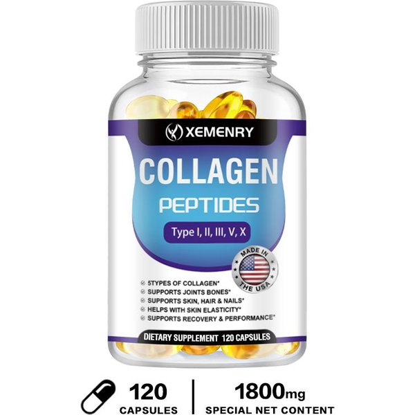 Xemenry - CáPsulas De PéPtidos De ColáGeno - Salud Para Articulaciones, Huesos, Piel, Cabello Y UñAs 120*1-image