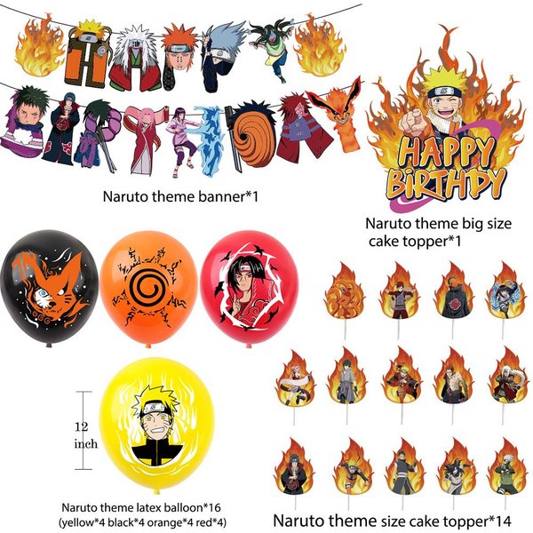 Las Decoraciones Para Fiestas TemáTicas De Globos De Naruto Incluyen Globos Para DecoracióN De Pasteles Y Pancartas. Black-image