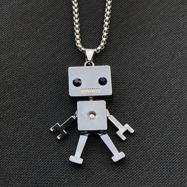 Naszyjnik Hip-Hop Robot Tytan Stal Osobowość Trend MęSki Para Wisiorek-image