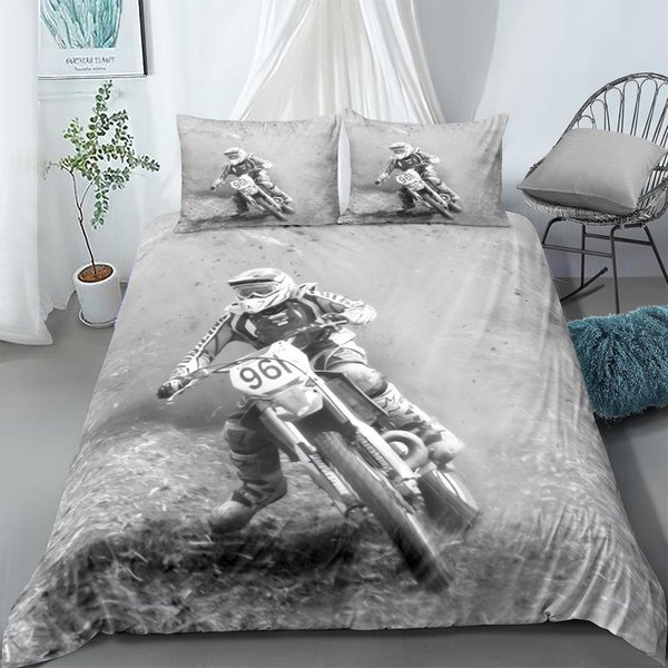 Zestaw Poszwy Na KołDrę Dla Motocyklisty UK Pojedynczy PodwóJny Queen US Twin Full King Size Zestaw PośCieli 265X228Cm-image