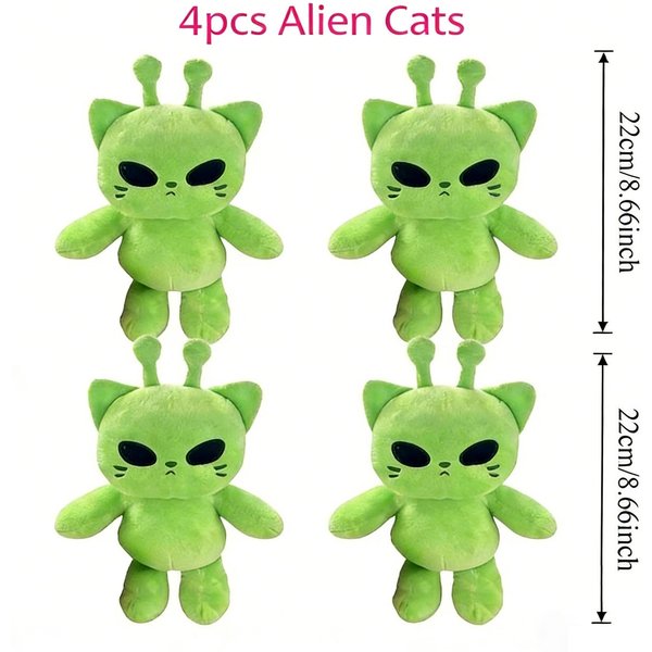 Juguete De Peluche Lindo Gato AlieníGena MuñEco De Felpa SúPer Suave Kawaii DecoracióN Del Hogar CojíN Juguete De Peluche Gatito Verde Green-image