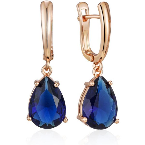 Nuevos Pendientes Largos Colgantes De Gota De Agua Azul Oscuro Para Mujer Color Oro Rosa Zirconia Natural Pendientes De Boda JoyeríA Diaria-image