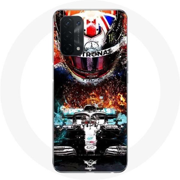 Funda - Maniacase - Oppo A74 5G - Lewis Hamilton Mercedes 44 - Flexible - Blanca-image