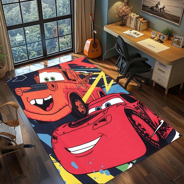 Fajne Retro Samochody BłYskawica Mcqueen Dywan Dywanik DużY Dywan NieśLizgająCy Się Zmywalna Mata PodłOgowa PokóJ Gracza Sypialnia WystróJ Domu 60X90Cm-image