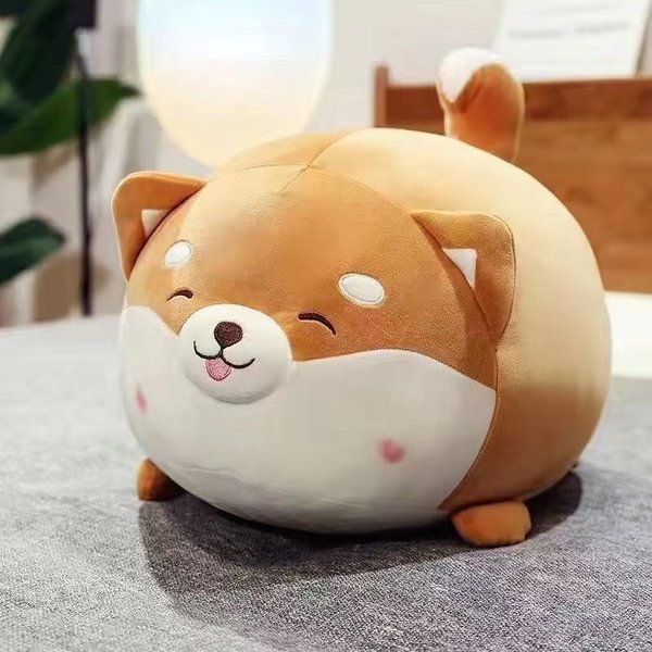40 Cm Urocza Poduszka Dekoracyjna Shiba Inu Pluszowa Zabawka Super MięKka Urocza Poduszka Do Spania Lalka Corgi BrąZowy Szary Prezent Na Festiwal Urodziny 40Cm-image