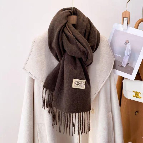 Zimowy Kaszmirowy Damski Szalik Damskie Luksusowe Szale Damska FręDzle Bandana Damska Jednolity Szal Chusty Foulard Szalik Pashmina-image