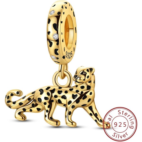 Lo ÚLtimo En Cobre Genuino Dorado Noble Colgante De Leopardo Piezas Decorativas Amuletos JoyeríA Adecuado Para Pulsera AutéNtica Estilo Pieza De Collar Para-image