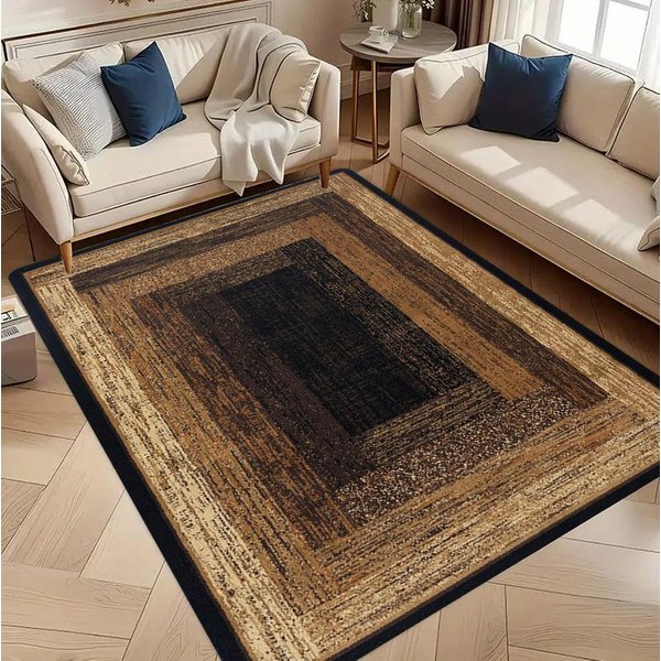 Geometryczny Dywan Boho Chic BrąZowy Dywan Abstrakcyjny Z Etnicznym Wzorem AntypośLizgowa Mata PodłOgowa Do Przytulnego Wystroju Salonu 40X60Cm-image