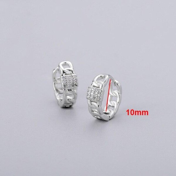 Pendientes De Aro Con Cadena De Plata De Ley 925 Para Mujer, Pendientes De CíRculo De Circonita Dorada Francesa, Venta Al Por Mayor Gray-image
