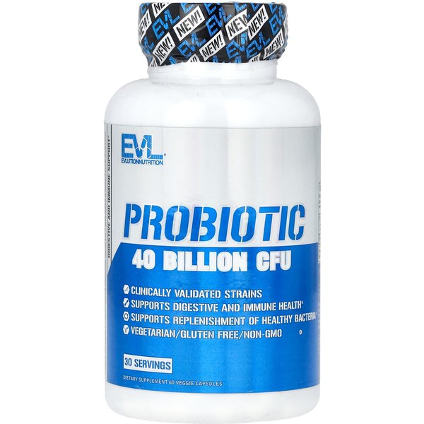 EVLution Nutrition, ProbióTico, 40 Mil Millones, 60 CáPsulas Vegetales (20 Mil Millones De UFC Por CáPsula)-image