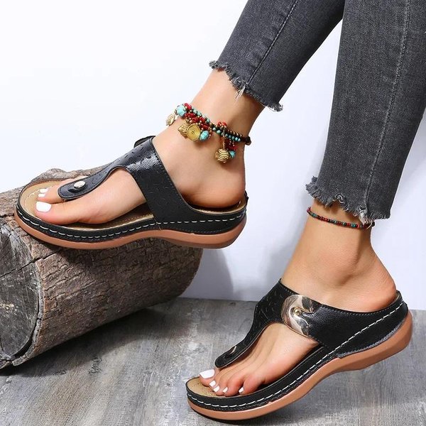 Nuevas Zapatillas De Verano Para Mujer, Chanclas De CuñA Con Plataforma Y Punta Abierta, Sandalias Informales Para Playa Y Vacaciones. 43 Negro-image