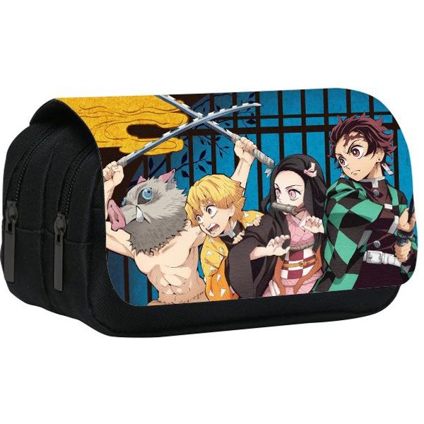 Kimetsu No Yaiba PodwóJny PióRnik 22Cm/8.7Cala Szkolny PióRnik Dla Ucznia DużA Pojemność PudełKo Na Przybory Szkolne Dla Ucznia Prezent Szkolny-image