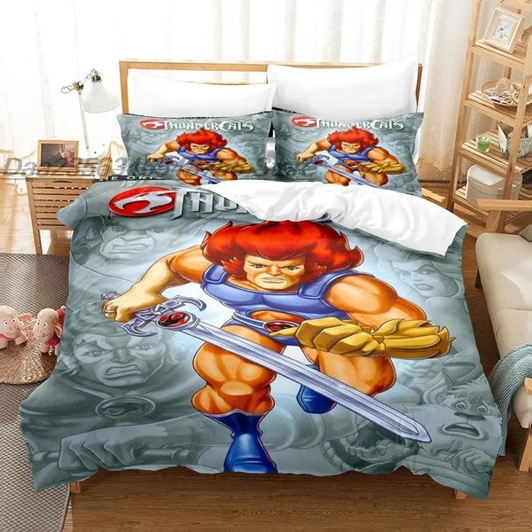 ColeccióN De Ropa De Cama Thundercats Individual Twin Matrimonial Queen King Size ColeccióN De Camas HabitacióN De NiñO Adulto Juegos De Funda NóRdica Colecciones Juego De SáBanas Anime ImpresióN 3D EU Single(135X200Cm) Gray-image