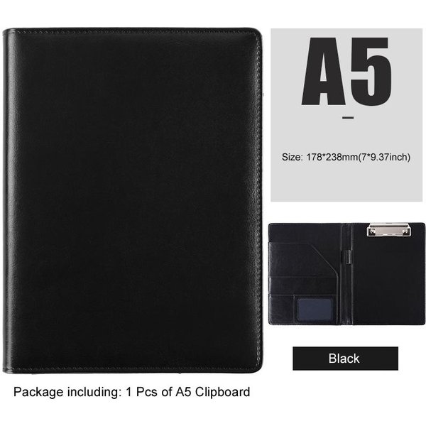A5 / B5 SkóRzany Portfolio Portfolio AktóWka Schowek Na Dokumenty Biznesowy Papier Kontraktowy Zacisk Notatnik Do Biura White-image
