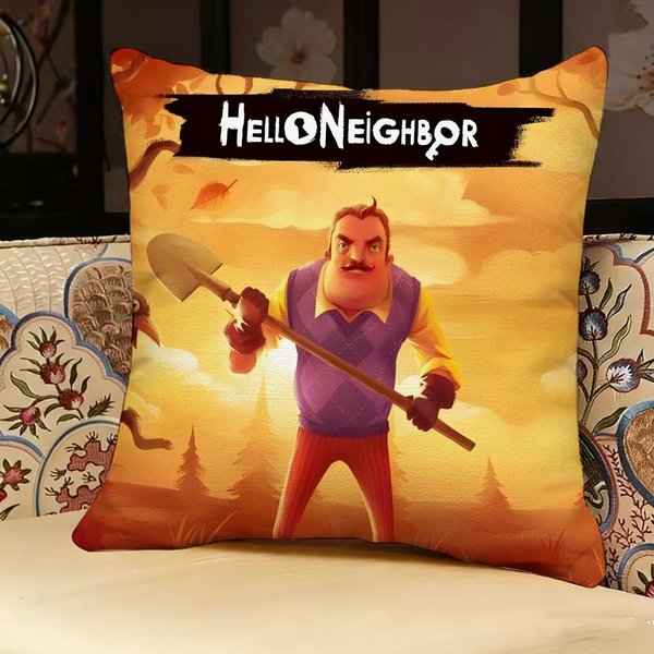 Funda De Almohada Para Juego Hello Neighbor, Impresa Por Ambos Lados, CojíN Para Sofá, Almohada Para Cabecero De Cama 40X40Cm-image