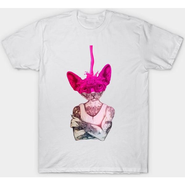 Camiseta Mujer Esfinge Color Estampado Harajuku Kawaii Camiseta Verano Manga Corta Camiseta Top 4XL White-image