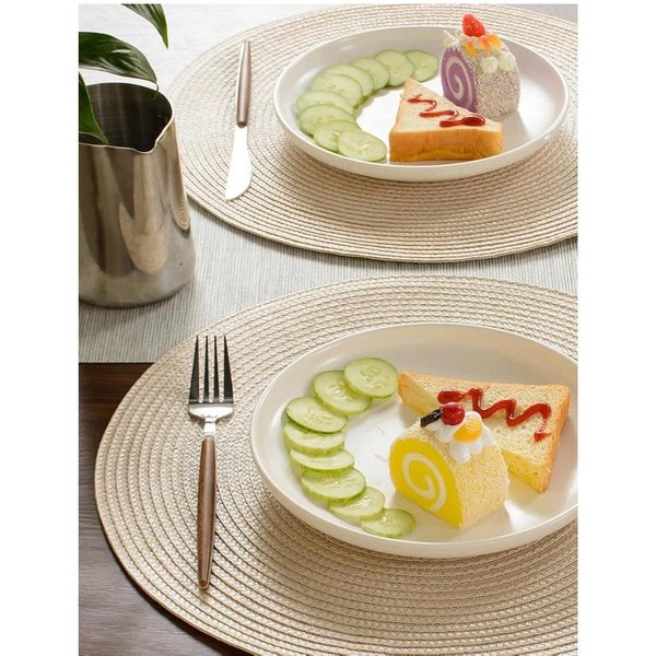 OkrąGłE Tkane PodkłAdki PP 15-Calowe, Wielokolorowe Opcje, Zmywalne, AntypośLizgowe, Odporne Na CiepłO Maty StołOwe, PodkłAdki Pod Kubki Beige 2&38Cm Round Multikolor-image
