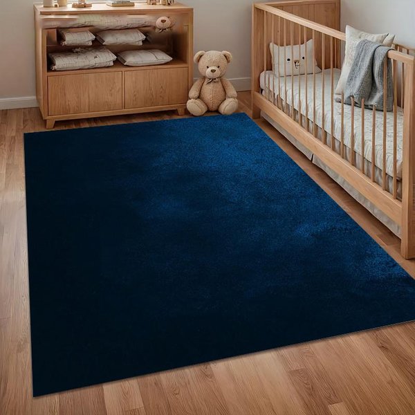 Solidny Granatowy Dywanik Obszarowy AntypośLizgowy Zmywalny Dywanik PodłOgowy Do Salonu Sypialni Pokoju DziecięCego Z GłAdkim Jednolitym Wzorem 120X160Cm-image