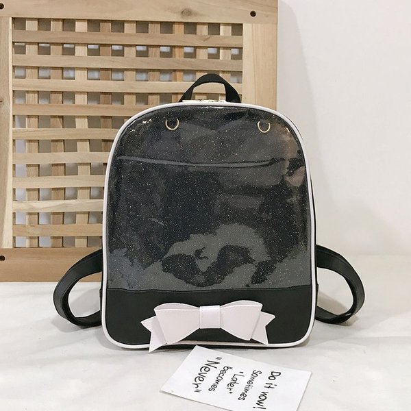Mochilas Kawaii Transparentes Claras Para Mujer Harajuku Lazo Bolsos Ita Escolares Para Adolescentes NiñAs DiseñAdor Bolso Ita Mochila Escolar 31X27X10Cm-image