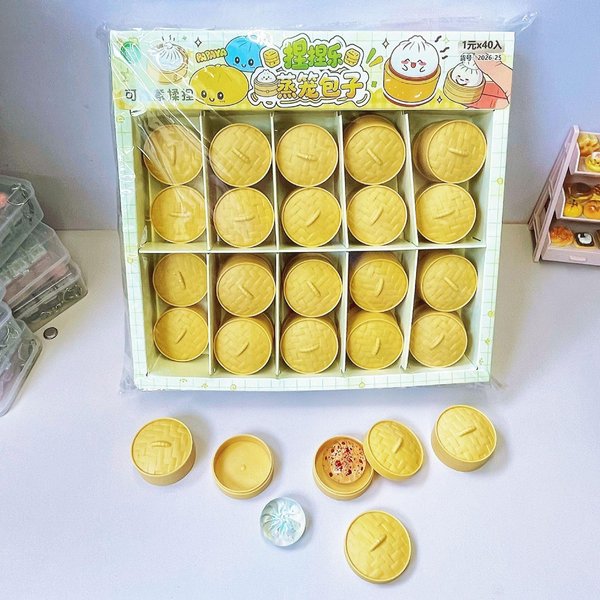 Mini PierożKi Squishy BułEczki Na Parze Zabawki Do ŚCiskania Zestaw MięKkie Zabawki Anty-Stresowe KryształOwe Squishy Fidget Zabawka Sensoryczna Upominki Na Imprezę Prezent Yellow-image